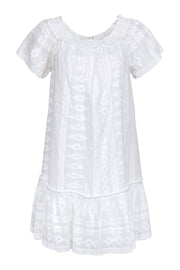 Current Boutique-Rebecca Taylor - White Embroidered Short Sleeve Off The Shoulder Dress Sz 6