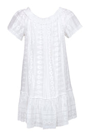 Current Boutique-Rebecca Taylor - White Embroidered Short Sleeve Off The Shoulder Dress Sz 6