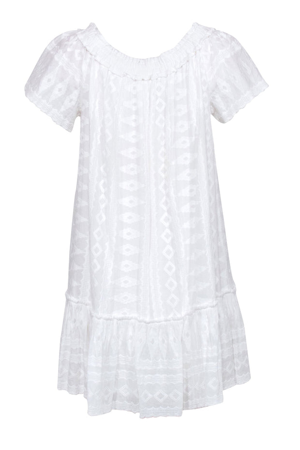 Current Boutique-Rebecca Taylor - White Embroidered Short Sleeve Off The Shoulder Dress Sz 6
