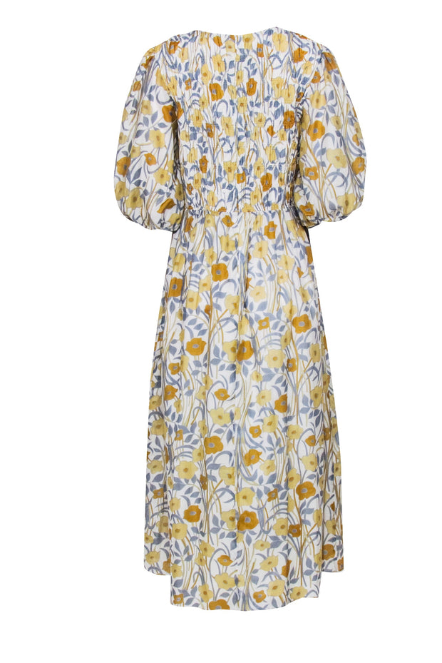 Current Boutique-Rebecca Taylor - Ivory w/ Yellow & Blue Floral Print Maxi Dress Sz XL