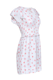 Current Boutique-Rebecca Taylor - Gray Short Sleeve w/ Pink Flowers Mini Dress Sz S