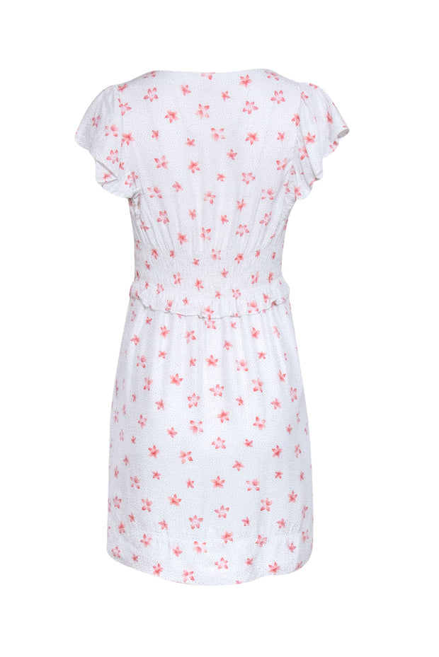 Current Boutique-Rebecca Taylor - Gray Short Sleeve w/ Pink Flowers Mini Dress Sz S