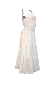La Vie Rebecca Taylor - White Clip Dot Cotton Midi Dress Sz M - Current Boutique