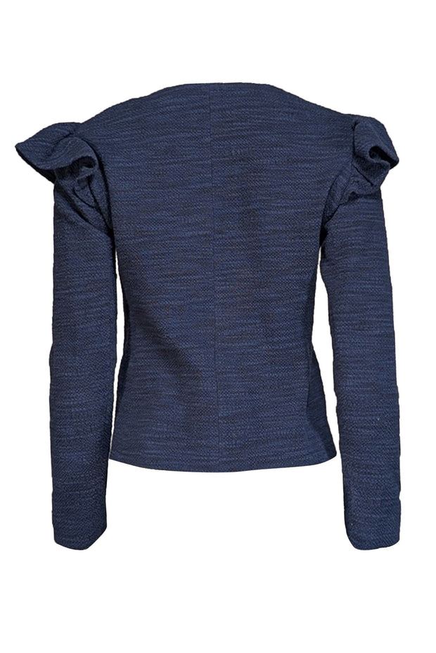 Rebecca Taylor - Navy Cotton Blend Textured Jacket Sz 2 - Current Boutique