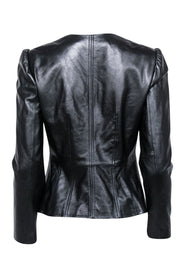 Current Boutique-Rebecca Taylor - Black Leather Scalloped Edge Jacket Sz 4