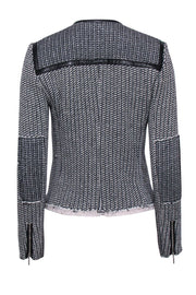 Current Boutique-Rebecca Taylor - Collarless Black & White Tweed Zip Up Jacket Sz 4