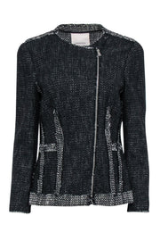 Current Boutique-Rebecca Taylor - Black & Ivory Tweed Moto Zip Jacket Sz 8