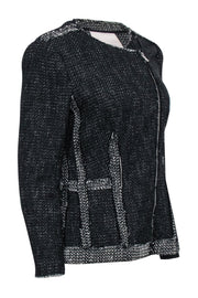 Current Boutique-Rebecca Taylor - Black & Ivory Tweed Moto Zip Jacket Sz 8