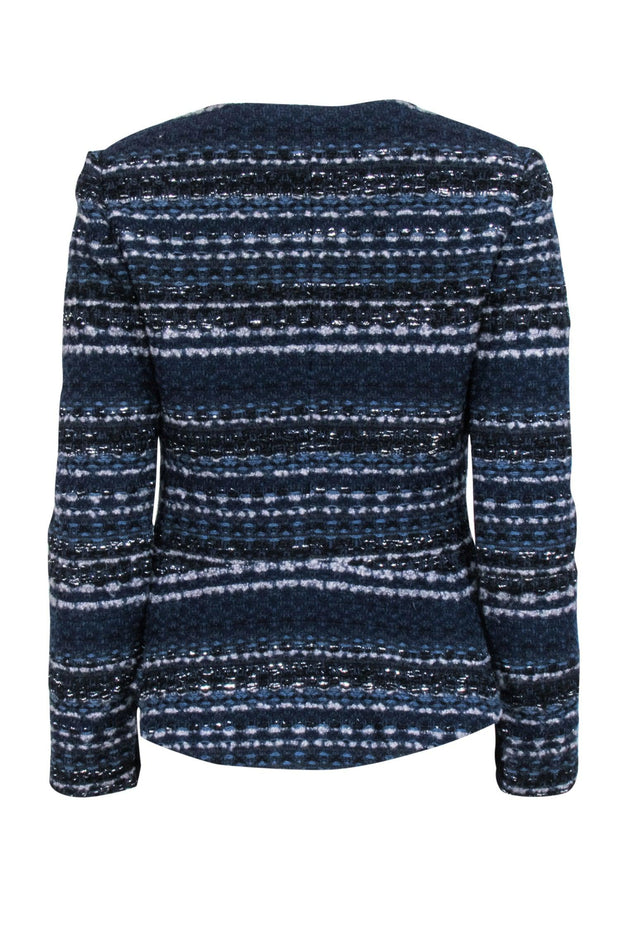 Current Boutique-Rebecca Taylor - Navy & Grey Tweed Zipper Front Jacket Sz 8