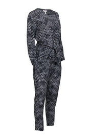 Current Boutique-Rebecca Taylor - Black & White Print Silk Jumpsuit Sz 2