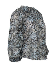 Current Boutique-Rebecca Taylor - Light Blue & Tan Sheer Leopard Print Blouse Sz 00