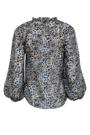 Current Boutique-Rebecca Taylor - Light Blue & Tan Sheer Leopard Print Blouse Sz 00