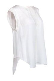 Current Boutique-Rebecca Taylor - Ivory Silk Cap Sleeve Blouse Sz 12