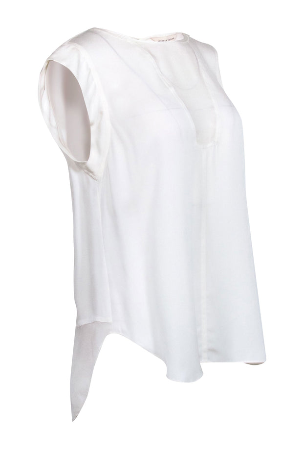 Current Boutique-Rebecca Taylor - Ivory Silk Cap Sleeve Blouse Sz 12