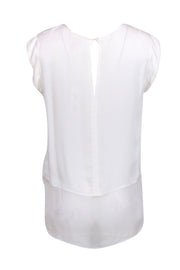 Current Boutique-Rebecca Taylor - Ivory Silk Cap Sleeve Blouse Sz 12
