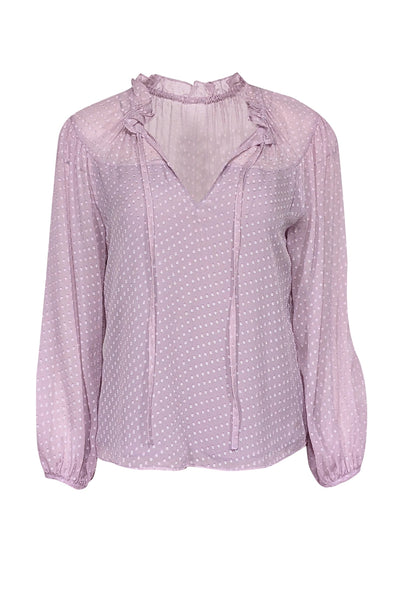 Current Boutique-Rebecca Taylor - Lilac Clip Dot Silk Blend Chiffon Blouse Sz 2