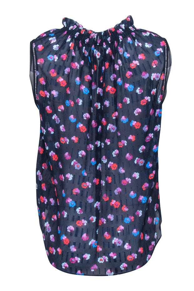 Current Boutique-Rebecca Taylor - Navy w/ Multi Color Floral Print Top Sz 8