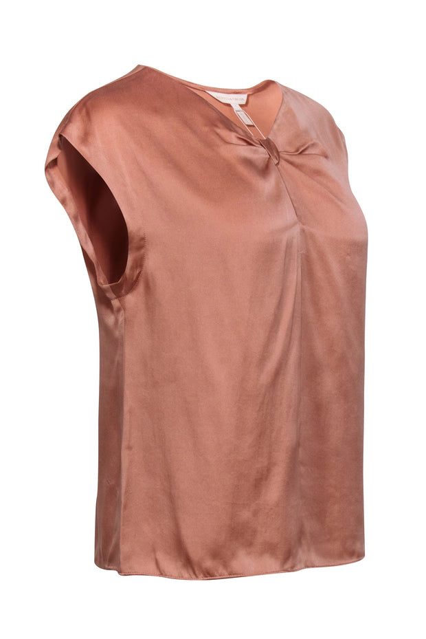 Current Boutique-Rebecca Taylor - Mauve Pink Silk Key Hole Sleeveless Blouse Sz S