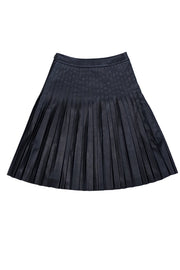 Rebecca Taylor - Black Pleated Faux Leather Skirt Sz 2 - Current Boutique