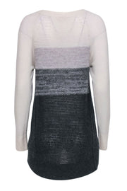 Current Boutique-Rebecca Taylor - Grey & Cream Ombre Knit Sweater Sz L