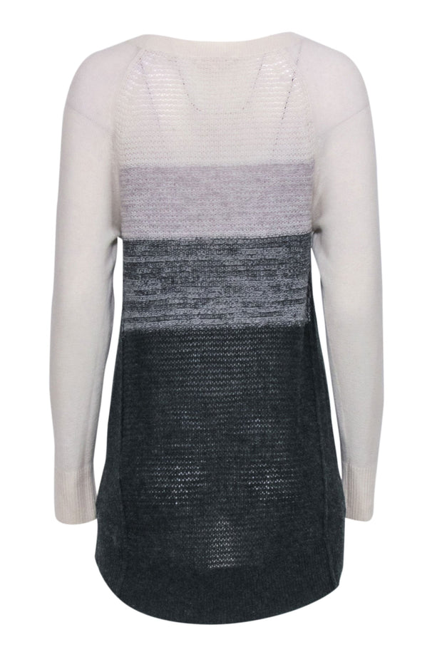 Current Boutique-Rebecca Taylor - Grey & Cream Ombre Knit Sweater Sz L