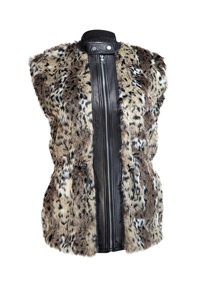 Rebecca Taylor - Leopard Print Faux Fur Vest Sz 2 - Current Boutique