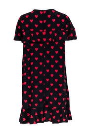 Current Boutique-Red Valentino - Black & Red Silk Heart Cap Sleeve Dress Sz 12