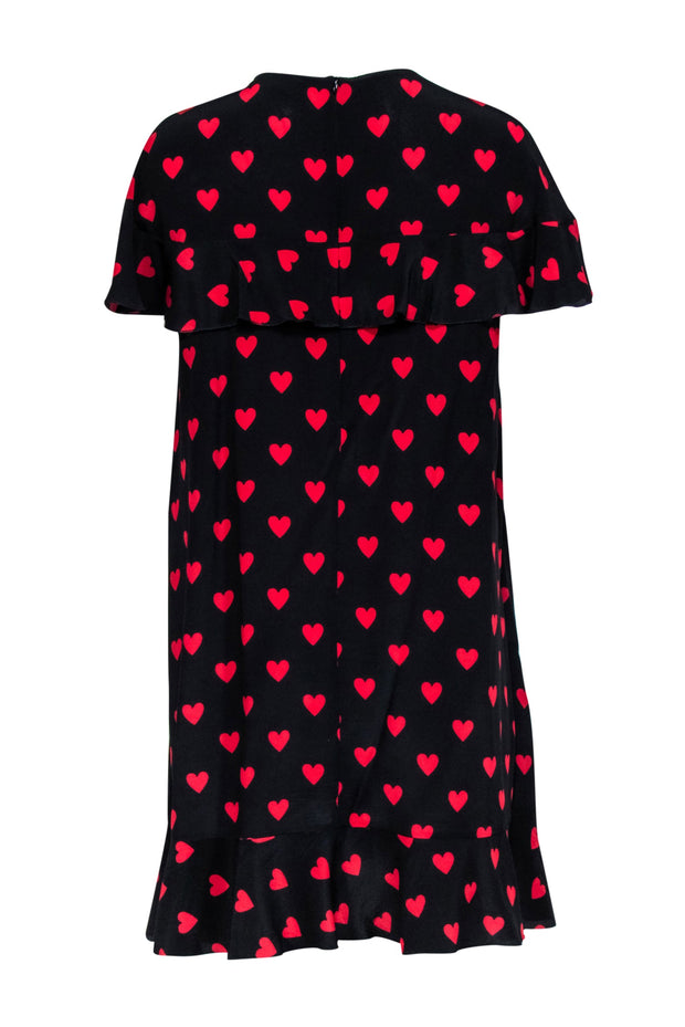 Current Boutique-Red Valentino - Black & Red Silk Heart Cap Sleeve Dress Sz 12