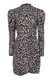 Current Boutique-Reformation - Brown & Black Leopard Print Long Sleeve Wrap Skirt Dress Sz L