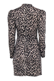 Current Boutique-Reformation - Brown & Black Leopard Print Long Sleeve Wrap Skirt Dress Sz L