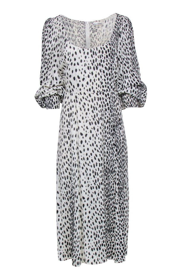 Current Boutique-Reformation - Cream w/ Black Spotted Print Long Sleeve Maxi Dress Sz 12