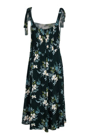 Current Boutique-Reformation - Green Floral Print Tie Strap Midi Dress Sz 14