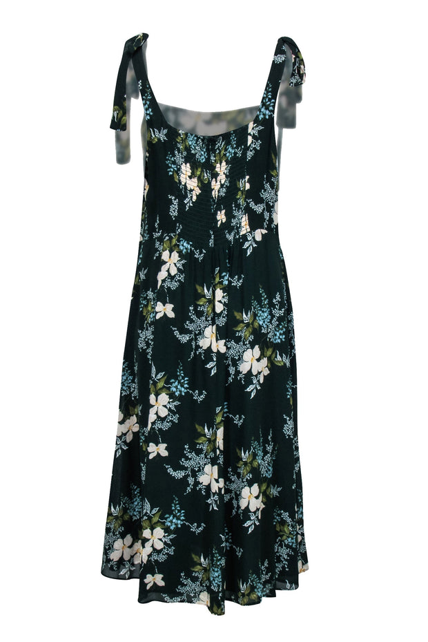 Current Boutique-Reformation - Green Floral Print Tie Strap Midi Dress Sz 14
