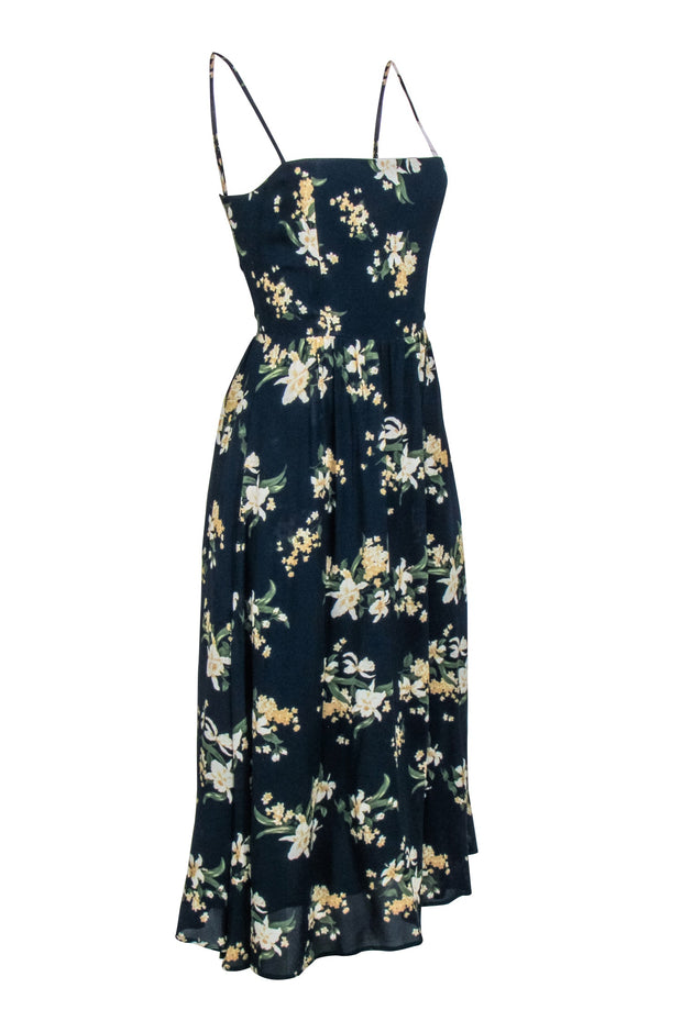 Current Boutique-Reformation - Navy w/ Floral Print Sleeveless Dress Sz 4