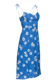 Current Boutique-Reformation - Blue & White Floral Print Slip Dress w/ Front Slit Sz 6