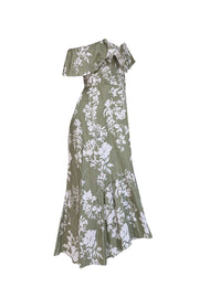 Current Boutique-Reformation - Green & White Floral Print Linen Off-the-Shoulder Dress Sz 8