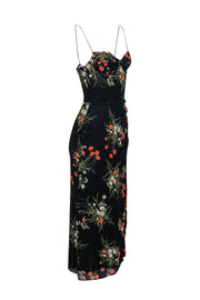 Current Boutique-Reformation - Black w/ Orange & Green Floral Print Midi Dress Sz 4