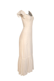 Current Boutique-Reformation - Off-White Ruffled Strap Midi Dress Sz 2