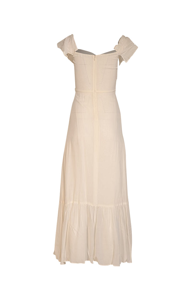 Current Boutique-Reformation - Off-White Ruffled Strap Midi Dress Sz 2