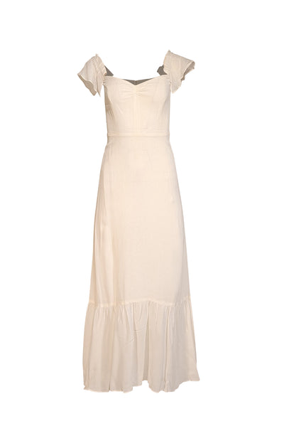 Current Boutique-Reformation - Off-White Ruffled Strap Midi Dress Sz 2