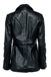 Current Boutique-Reformation - Black Leather Jacket w/ Notch Lapel Collar Sz S