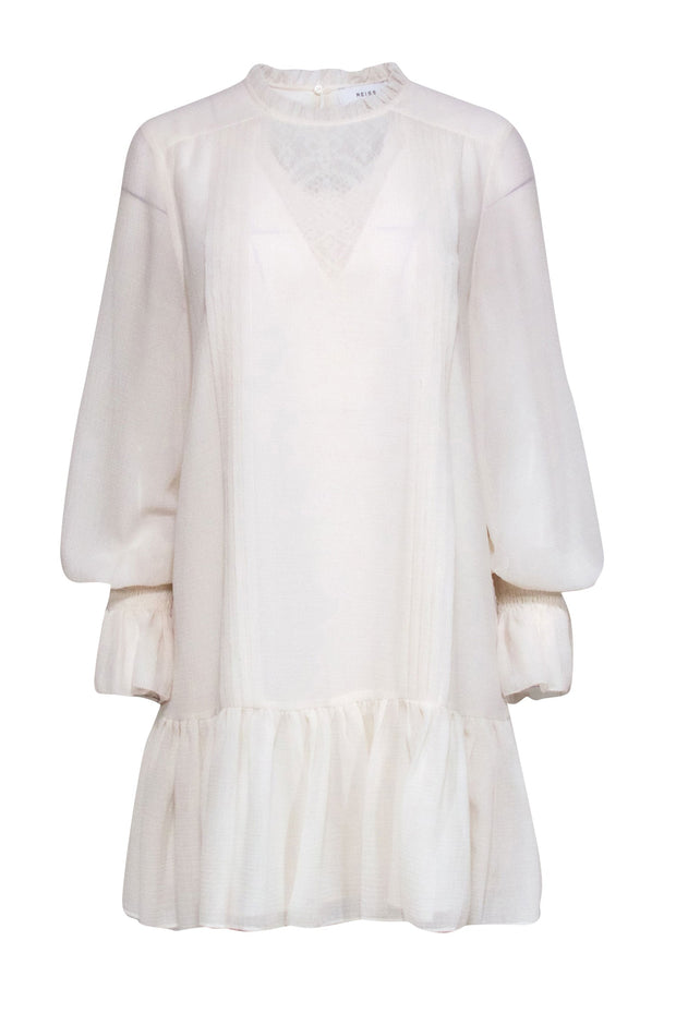 Current Boutique-Reiss - Ivory "Esme" Long Sleeve Shift Mini Dress Sz 8