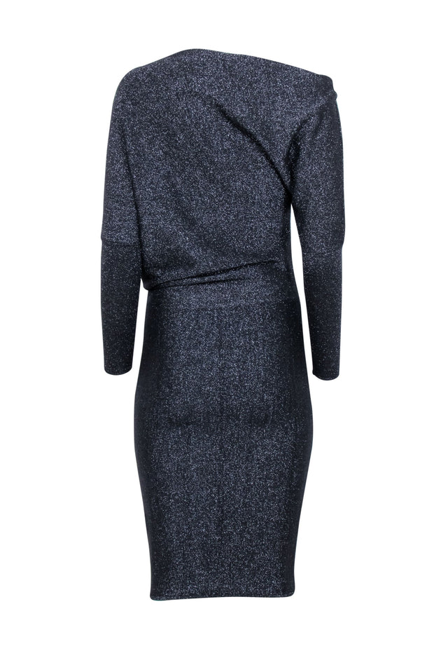 Current Boutique-Reiss - Black Sparkly Dress w/ Asymmetric Neckline Sz XS