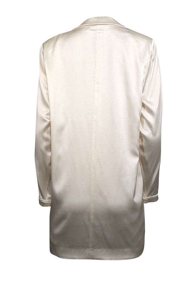 Current Boutique-Retrofete - Ivory Silk Blend Rhinestone Button Blazer Sz S