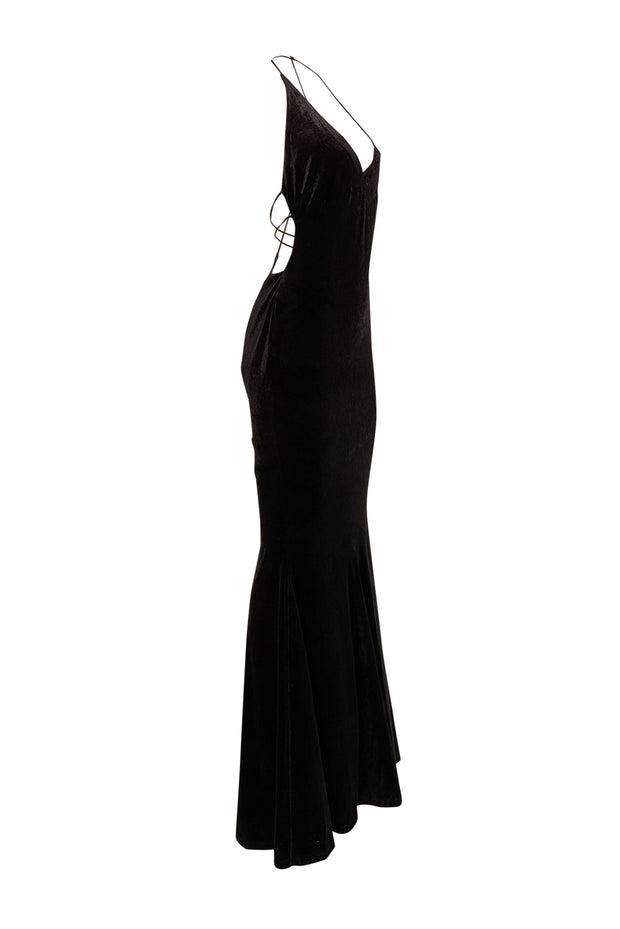 Current Boutique-Retrofete - Black Velvet Strappy Back Gown Sz M