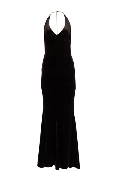 Current Boutique-Retrofete - Black Velvet Strappy Back Gown Sz M