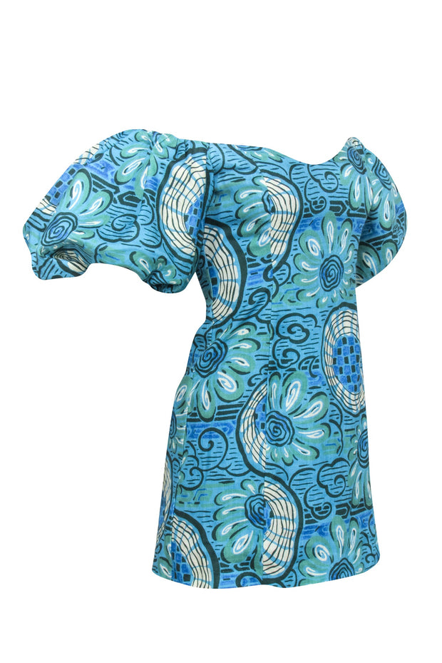 Current Boutique-Rhode - Blue & Green Aquatic Bloom Print "Dali" Dress Sz 0