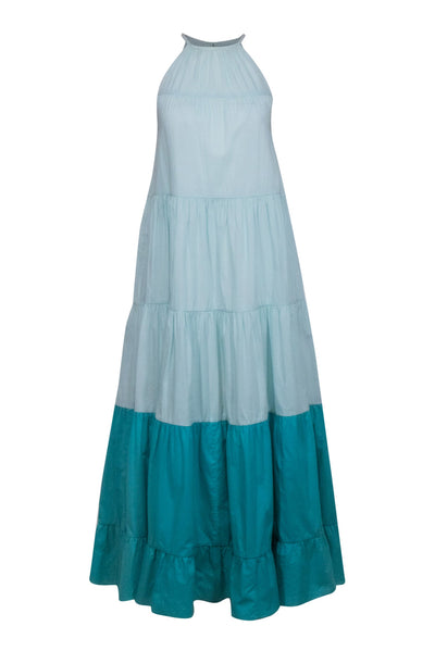 Current Boutique-Rhode - Mint Blue & Teal Color Block Sleeveless Maxi Dress Sz XS