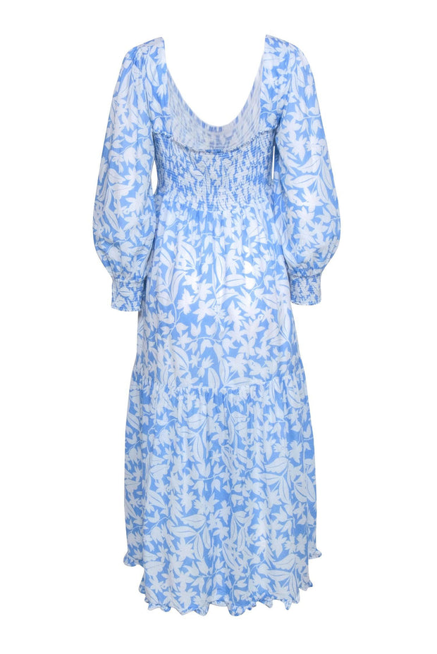 Current Boutique-Rixo - Light Blue White Floral Print Long Sleeve Maxi Dress Sz XXL