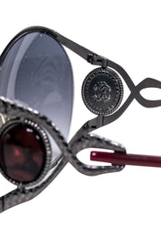 Current Boutique-Roberto Cavalli - Gunmetal Frames w/ Maroon Legs Sunglasses
